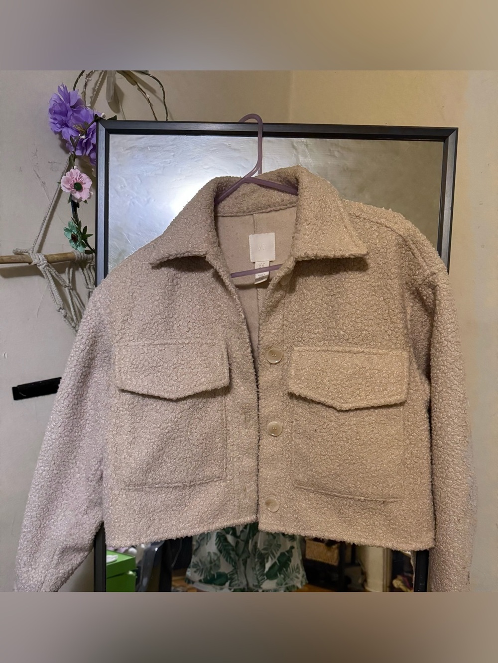 H&M Cream Teddy Button-Up Jacket